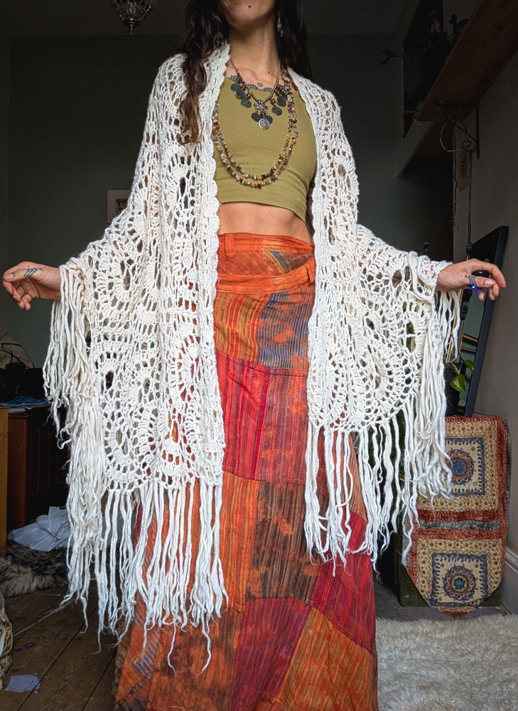 Vintage Crochet Wool Shawl