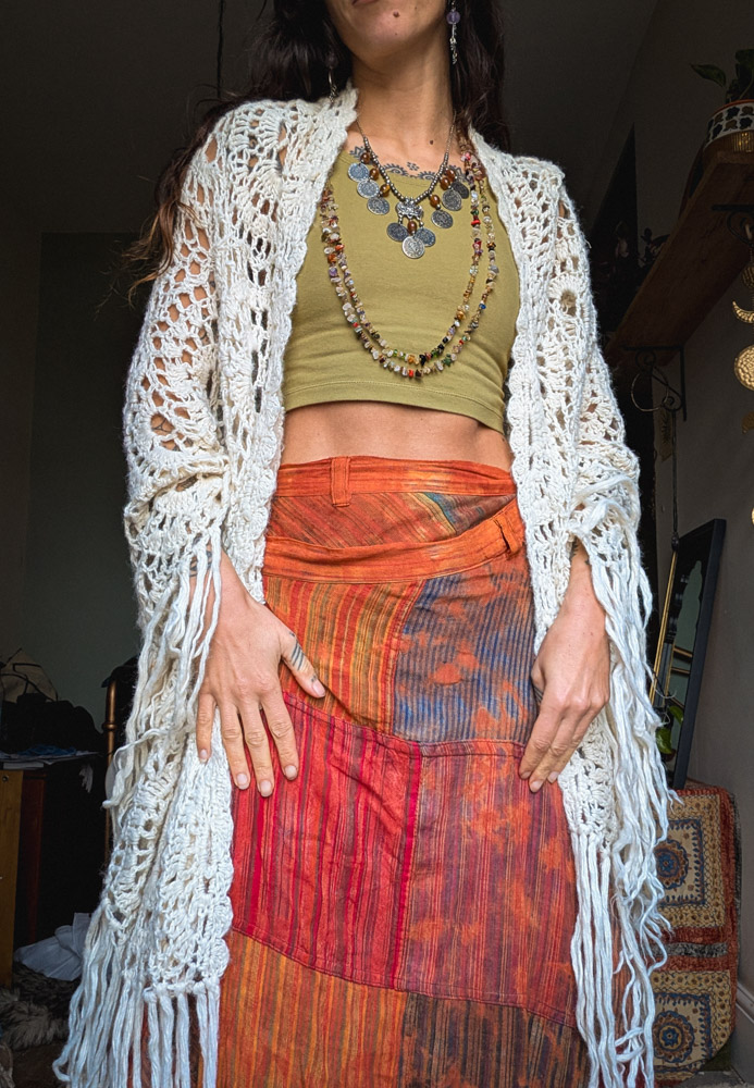 Vintage Crochet Wool Shawl - Image 6