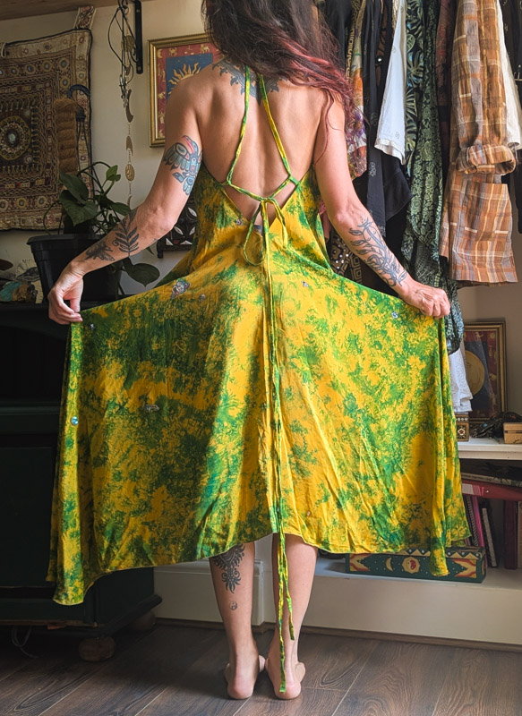 Yellow Recycled Silk Halter Dress - Image 4