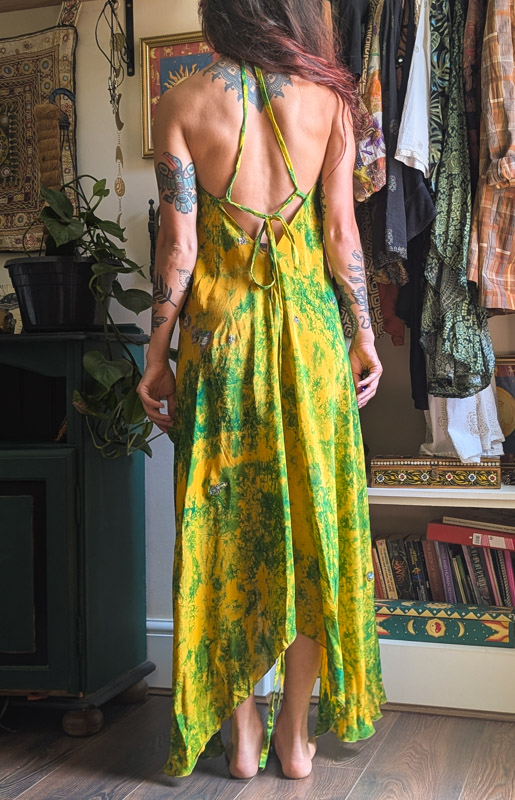 Yellow Recycled Silk Halter Dress - Image 5
