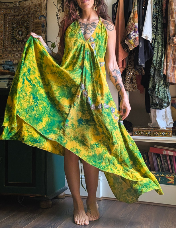 Yellow Recycled Silk Halter Dress - Image 7