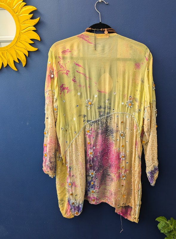 Yellow Embroidered Silk Robe - Image 4