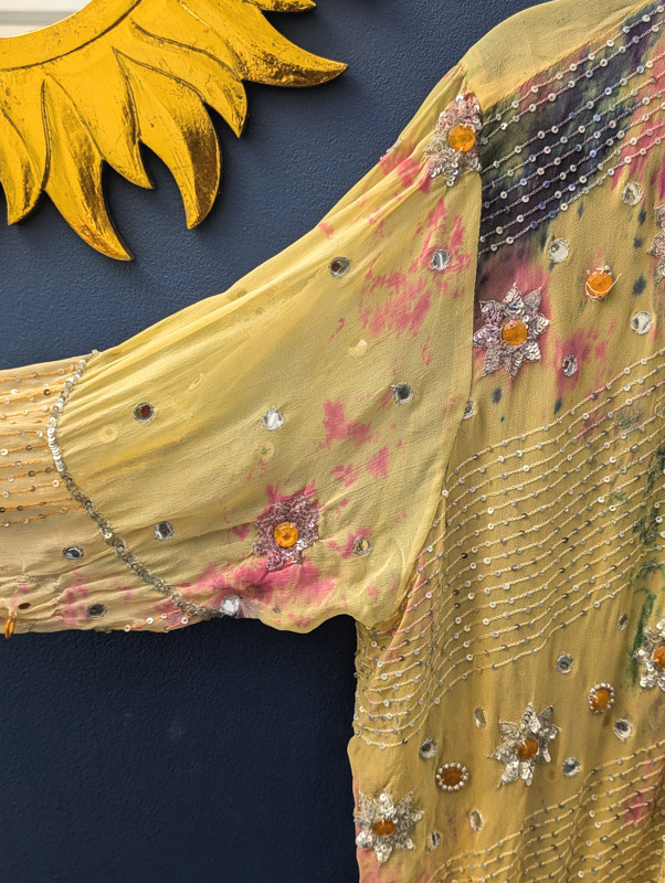 Yellow Embroidered Silk Robe - Image 3