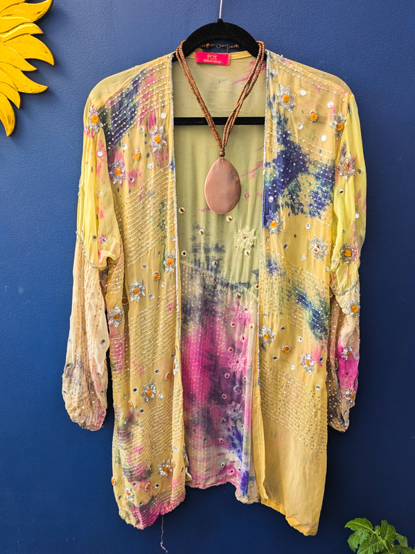 Yellow Embroidered Silk Robe