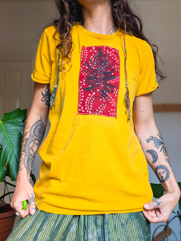 Reworked Yellow Fern Patch Tshirt - Image 4
