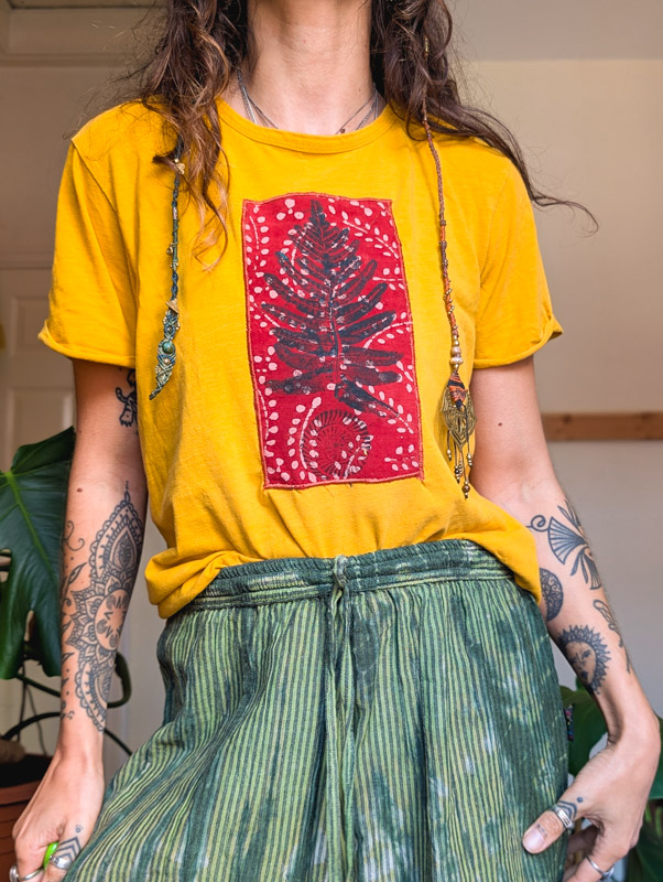 Reworked Yellow Fern Patch Tshirt
